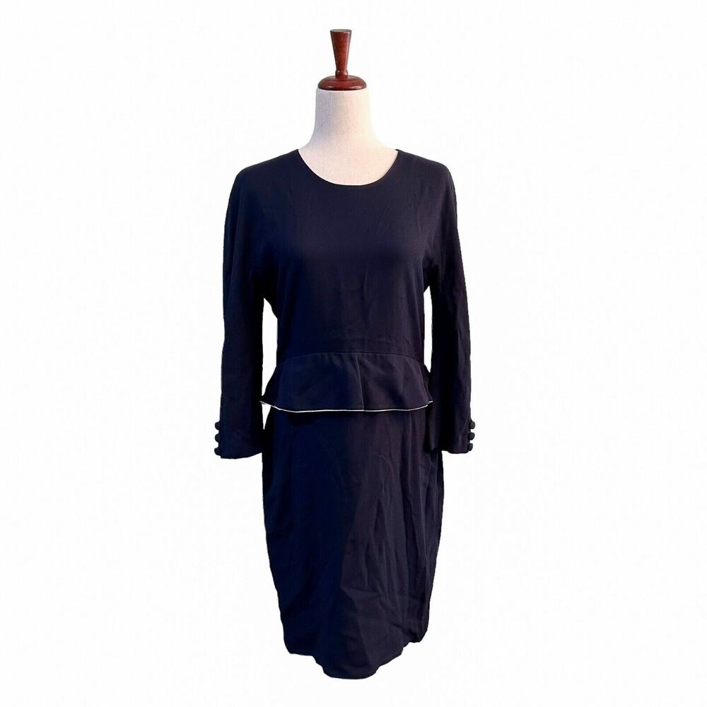 Sonia Rykiel Women's‎ Vintage Navy Blue Dress Medium Size US 8 10 Peplum Sheath